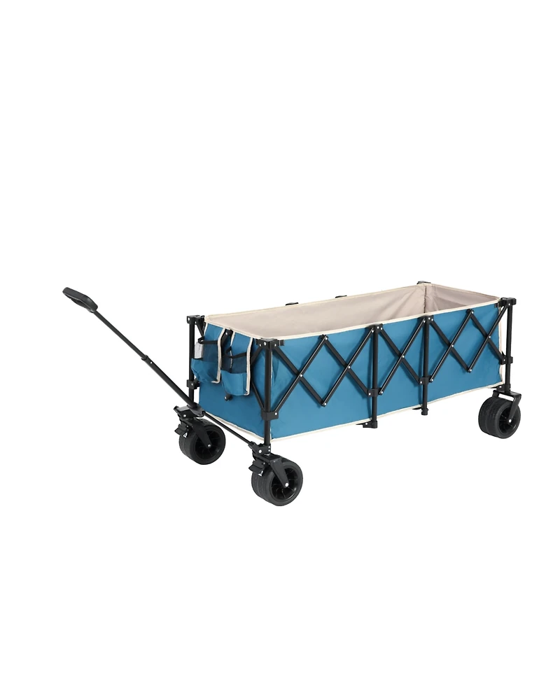 Foldable Utility Wagon with All-Terrain Wheels - Blue