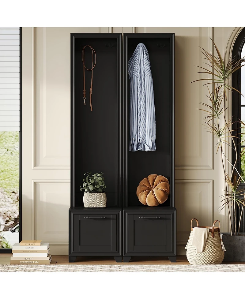 Hall Tree Set of 2: Coat Rack, Bench & Storage