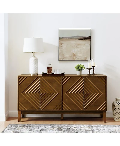 Walnut Farmhouse Buffet Cabinet - 60.5" Sideboard