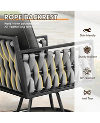 Xizzi 6-Priece Outdoor Patio Set with All-Weather Polyester Rope, Conversation Sofa for Backyard Deck Soft Cushions,Ottomans and Glass Coffee