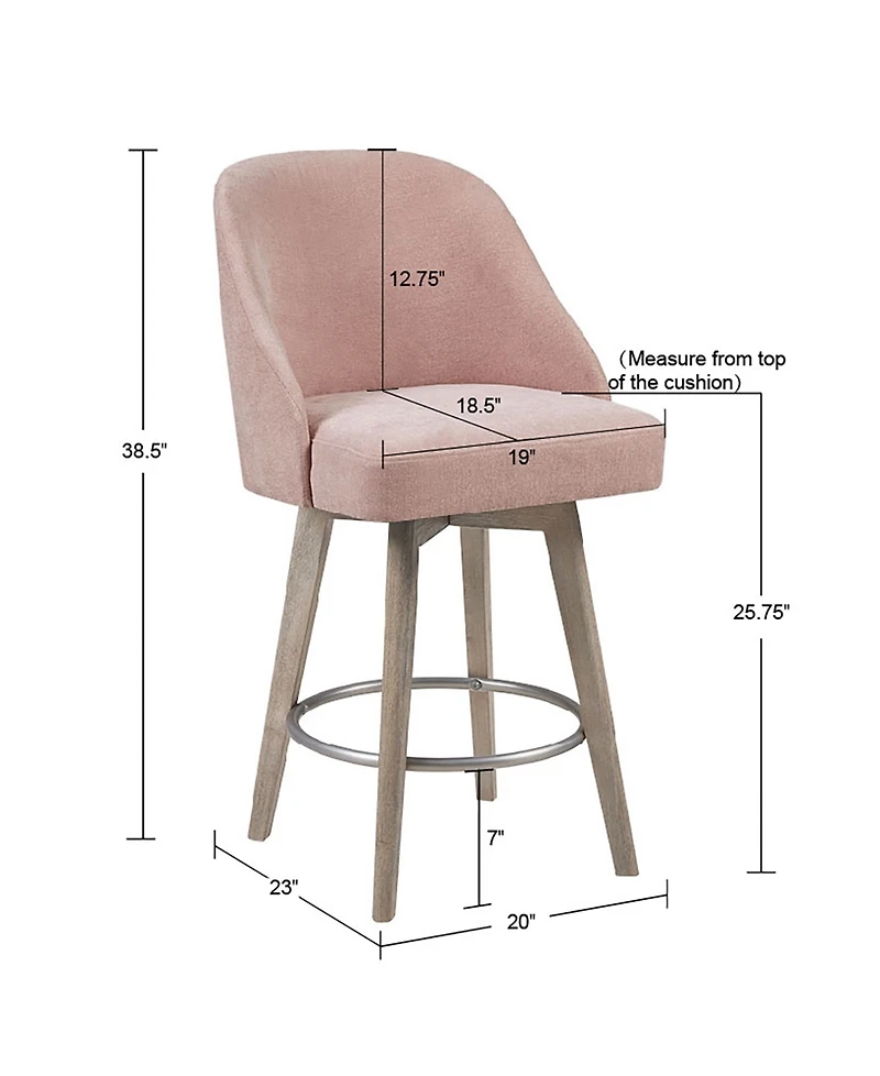 Madison Park 20" Wood Pearce Wide Counter Stool with Swivel Seat