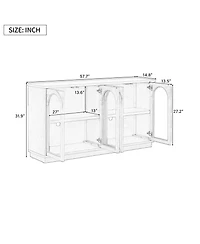 Arched Buffet Cabinet with Glass Doors & Storage