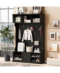 Hall Tree with Bench, Hooks & Drawer