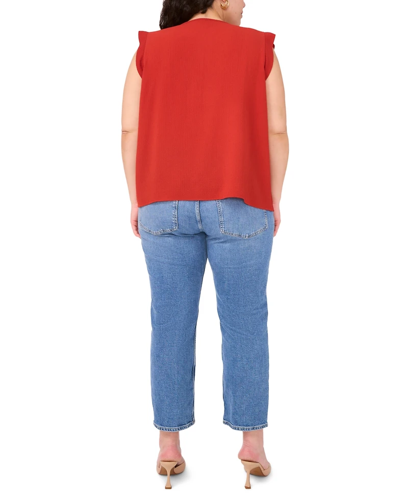 Vince Camuto Plus Pleated-Front V-Neck Sleeveless Blouse
