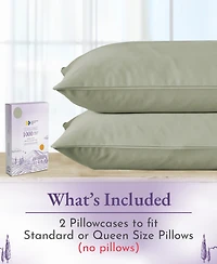 Luxury 1000 Thread Count King Pillow Covers Set of 2 - 100% Cotton Sateen, Smooth and Crisp Premium Cases