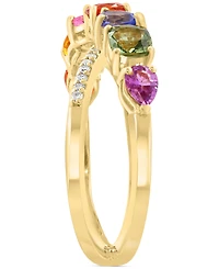 Effy Multi-Sapphire (2 ct. t.w.) & Diamond (1/10 ct. t.w.) Crossover Statement Ring in 14k Yellow Gold
