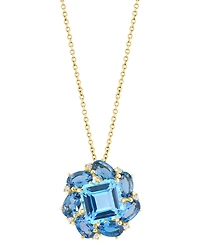 Effy Blue Topaz (4-7/8 ct. t.w.), London Blue Topaz (3-5/8 ct. t.w.) & Diamond (1/20 ct. t.w.) Pendant Necklace in 14k Yellow Gold, 17" + 1" extender