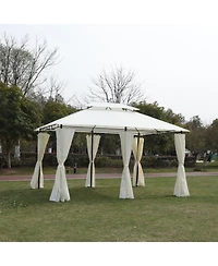 13x10 Outdoor Gazebo Canopy Tent w/ Mosquito Net - Beige