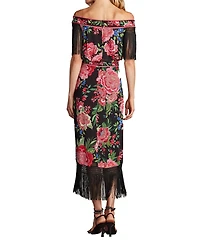 Tadashi Shoji Women's Kaiser Floral Fringe Midi Dress