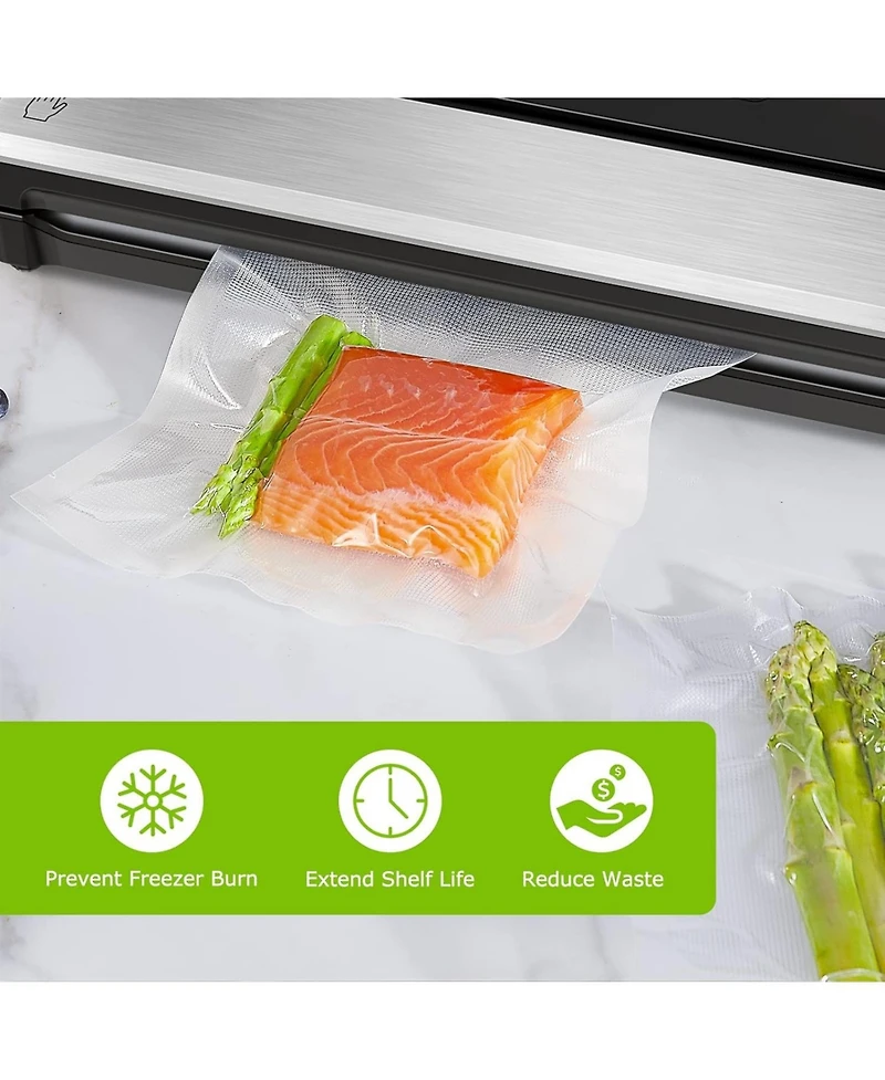 Bonsenkitchen Precut Vacuum Sealer Bags 200 Quart 8" x 12", Bpa Free, Commercial Grade Textured Food Vacuum Sealer Bag, Thick Embossed Bags