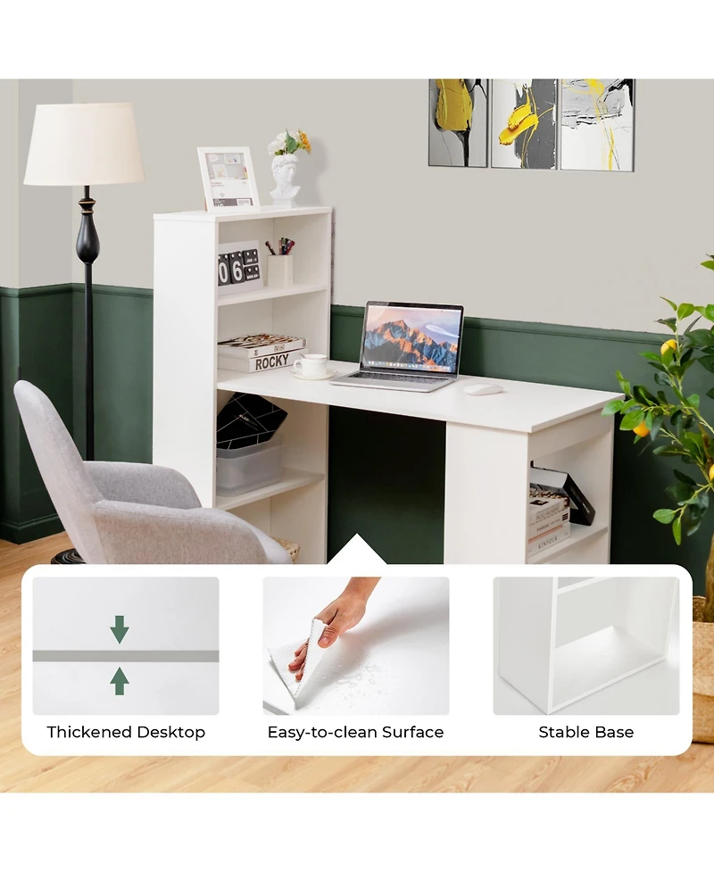 48 Inch Computer Desk with 4-Tier Bookcase and Cpu Stand