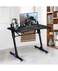 43.5 Inch Height Adjustable Gaming Desk with Blue Led Lights