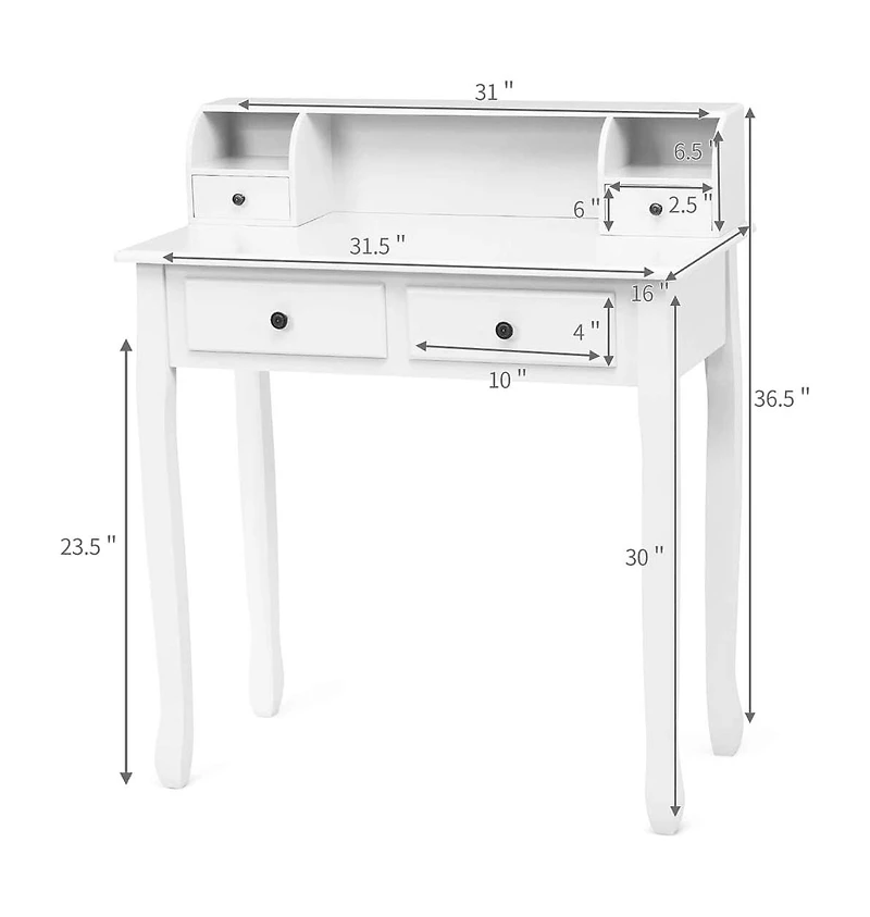 Removable Floating Organizer 2-Tier Mission Home Computer Vanity Desk