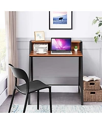 2 Tier Small Computer Desk with Sturdy Frame for Small Place