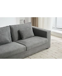83" Modern Sofa Couches for Living Room, 3 Seater Sofa, Upholstered Compressed Cushions & Detachable Cover,Pewter