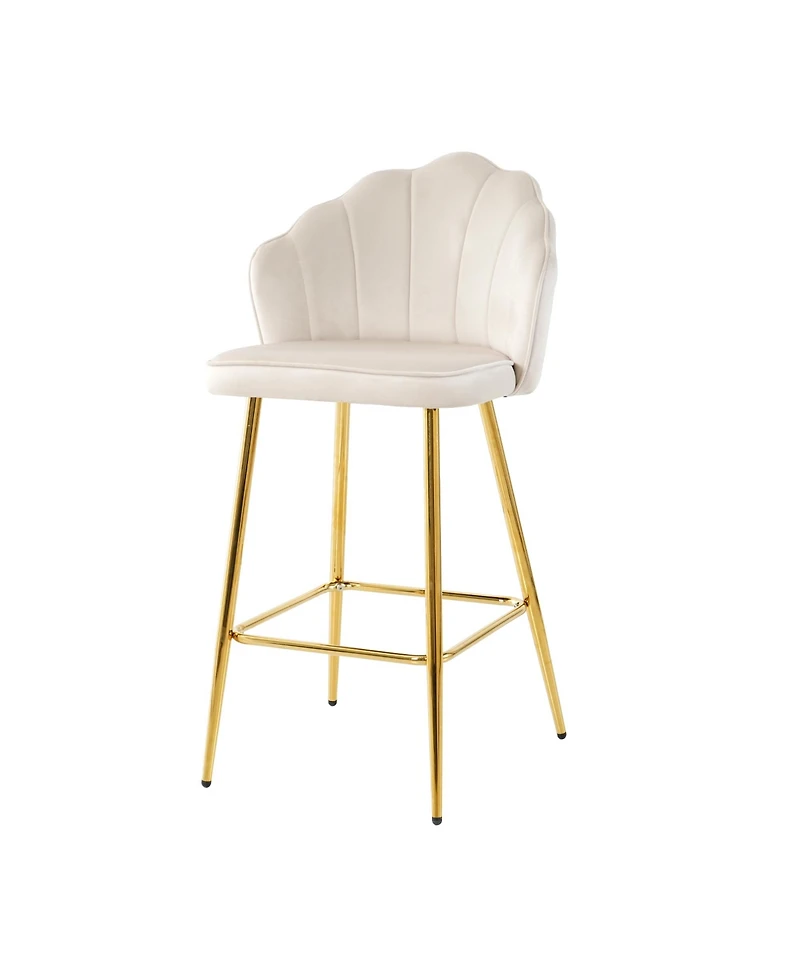 Streamdale Stylish Velvet Metal Leg Glass Countertop Bar Chairs (Set of 5)