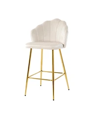 Streamdale Stylish Velvet Metal Leg Glass Countertop Bar Chairs (Set of 5)