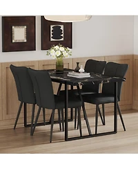 Streamdale Furniture Modern Marble Dining Set - 4 Chairs with Pu Upholstery