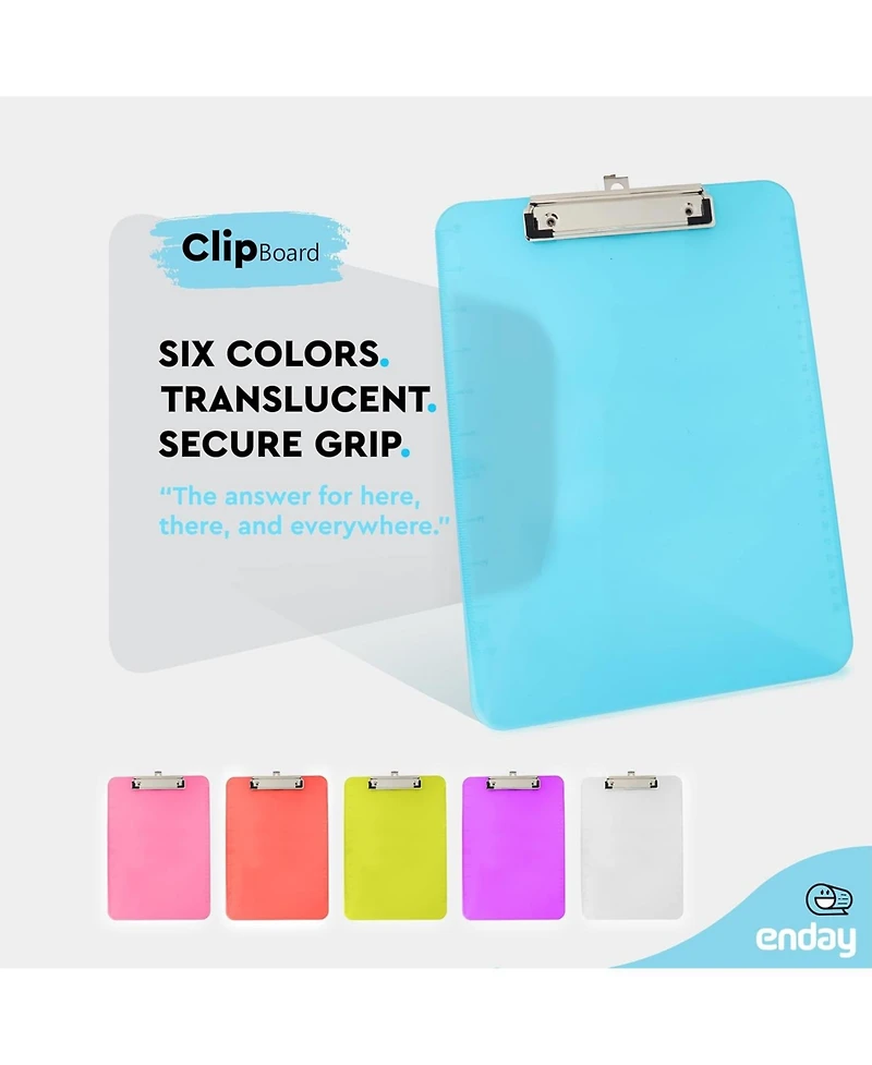 Plastic Clipboard Standard Pink, Translucent Low Profile Clip Board, Hangable Clipboard, 12.7” x 9”, Holds 100 Sheets, 1 Pc