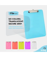 Plastic Clipboard Standard Pink, Translucent Low Profile Clip Board, Hangable Clipboard, 12.7” x 9”, Holds 100 Sheets, 1 Pc