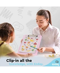 Plastic Clipboard Standard Pink, Translucent Low Profile Clip Board, Hangable Clipboard, 12.7” x 9”, Holds 100 Sheets, 1 Pc