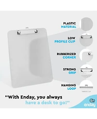 Plastic Clipboard Standard Pink, Translucent Low Profile Clip Board, Hangable Clipboard, 12.7” x 9”, Holds 100 Sheets, 1 Pc