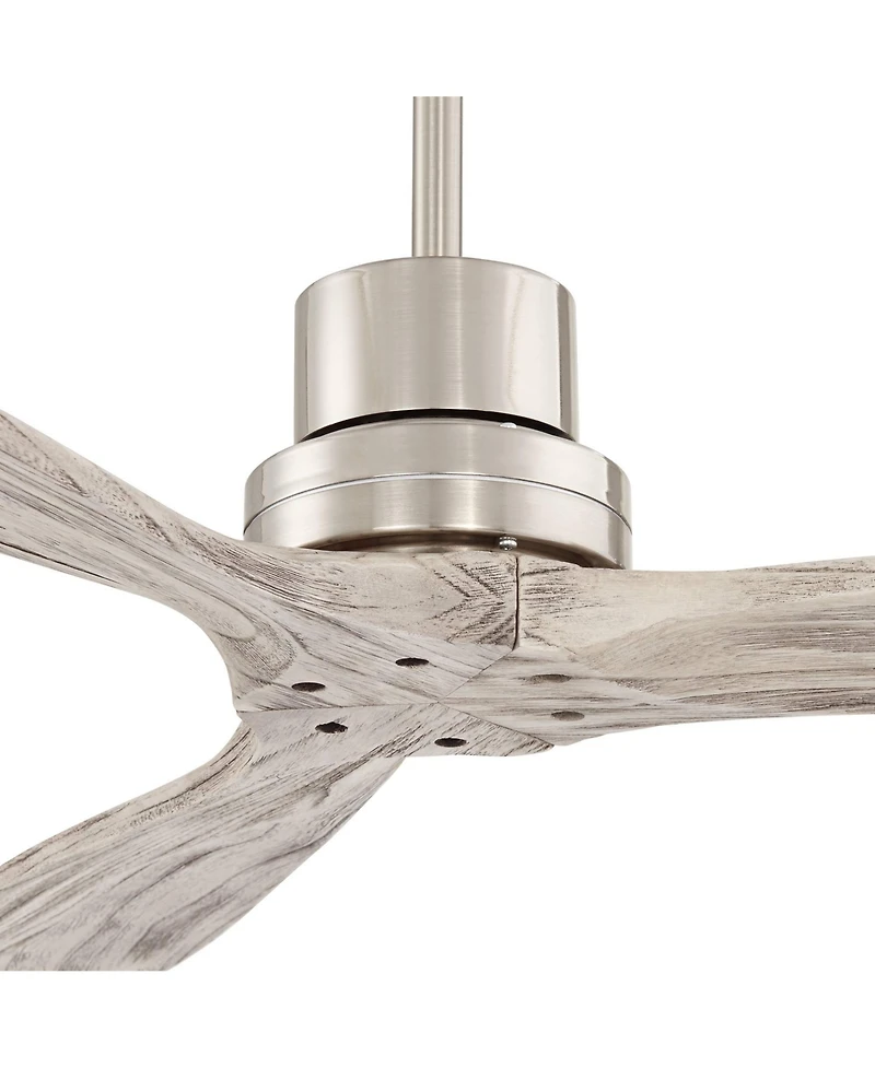 52" Casa Vieja Delta-Wing Dc Modern 3 Blade Indoor Ceiling Fan with Remote Control Brushed Nickel Gray Wood Damp Rated for Patio Exterior