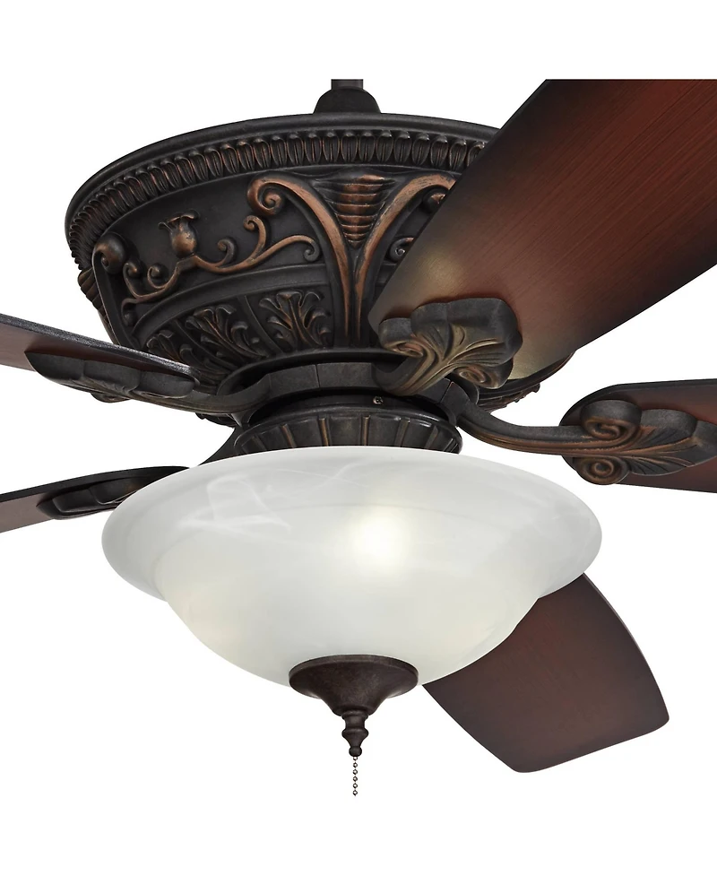 60" Casa Vieja Montego Industrial Rustic Indoor Ceiling Fan Led Light Oil Rubbed Bronze Teak Alabaster Glass Living Kitchen Home