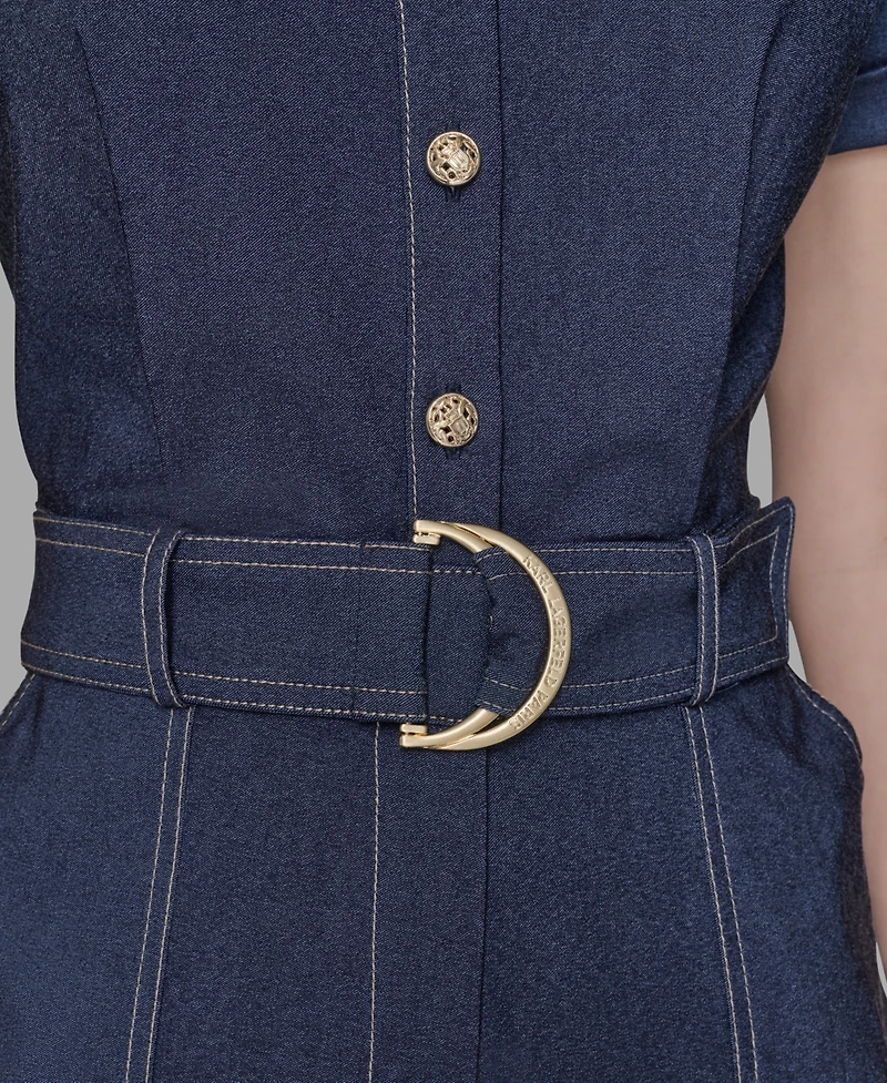 Karl Lagerfeld Paris Women's V-neck Denim Millennium Jumpsuit