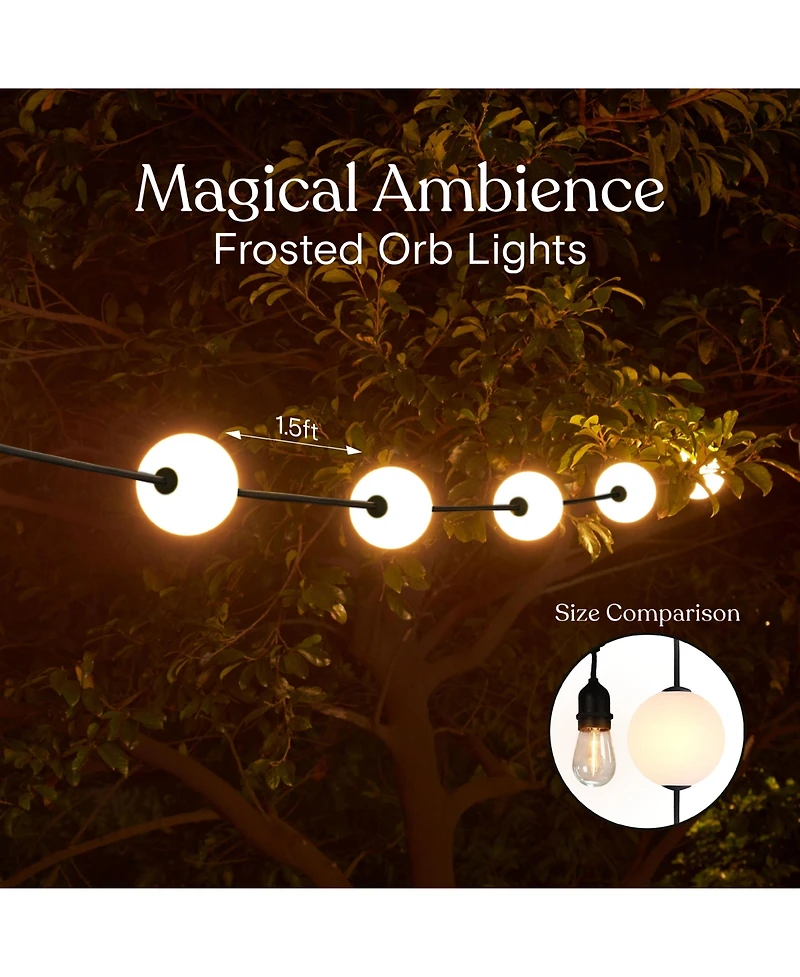 Brightech Ambience 30' Led Outdoor Orb String Lights with G100 Bulbs