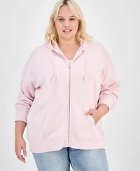 Hippie Rose Trendy Plus Zip-Front Drawstring Hoodie