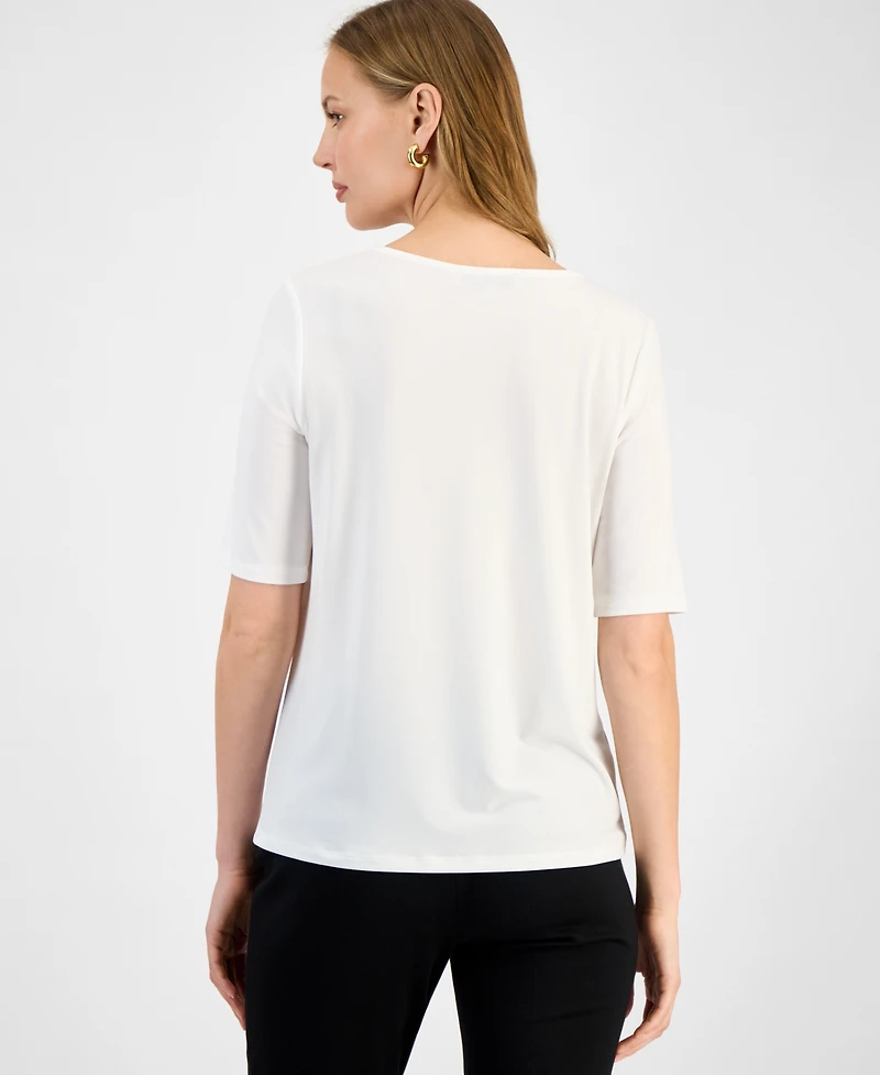 Kasper Women's Pleat Neck Knit Top, Regular & Petite