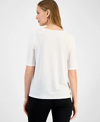 Kasper Women's Pleat Neck Knit Top, Regular & Petite