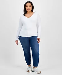 7th & Hudson Trendy Plus Size Double Layer V-Neck Top
