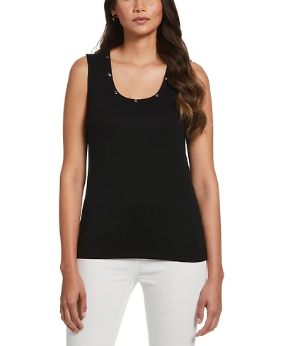Rafaella Petite Rib Sleeveless Tank Crew Neck Top