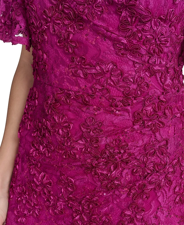 Jessica Howard Women's Lace Flutter-Sleeve Sheath Dress