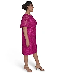 Jessica Howard Plus Soutache Lace Flutter-Sleeve Dress