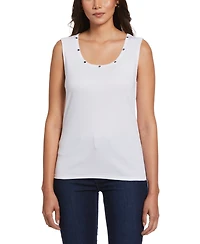 Rafaella Petite Rib Sleeveless Tank Crew Neck Top