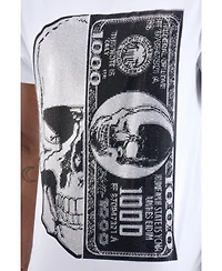 heads or tails Men's Skull And Money Rhinestone Crew T-Shirt