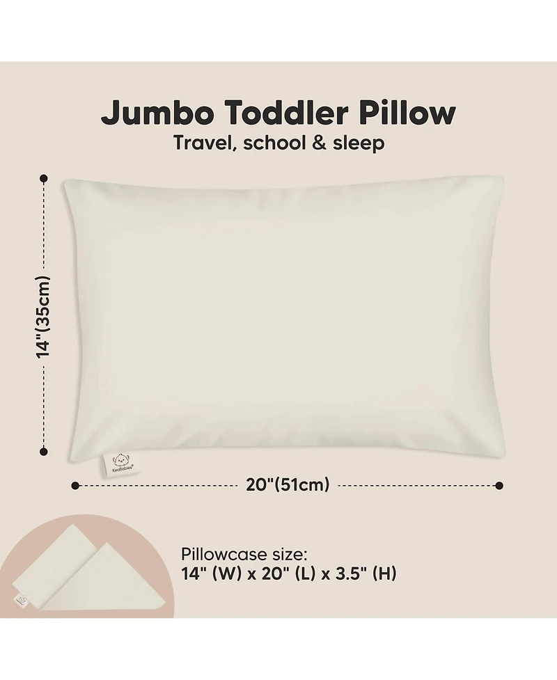 Jumbo Toddler Pillow with Pillowcase, 14X20 Soft Organic Pillows for Sleeping, Kids Travel