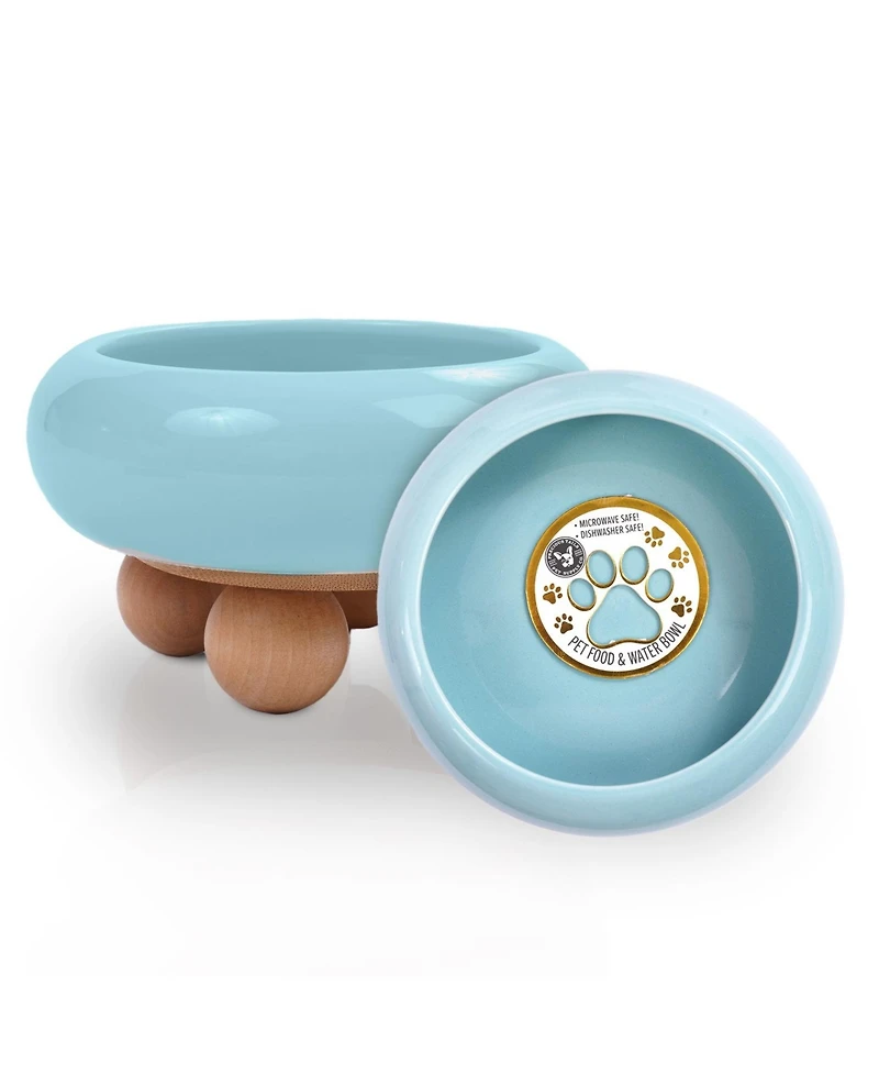 P.t. Supply Co. Elevated Bubble Shaped Stoneware Pet Bowl, Raised Ceramic Food & Water Dish for Dogs and Cats