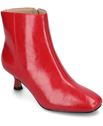 Journee Collection Women's Kelssa Square Toe Kitten Heel Dress Booties
