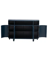 Curved Wood Storage Cabinet - 4 Doors, Adjustable Shelves