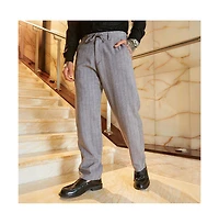 Campus Sutra Men's Coin Grey Pinstriped Chino Trousers