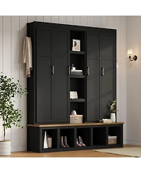 Farmhouse Hall Tree with Bench & Storage
