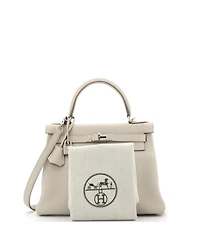 Pre-Owned Hermes Kelly 28 Handbag Light Clemence with Palladium Hardware