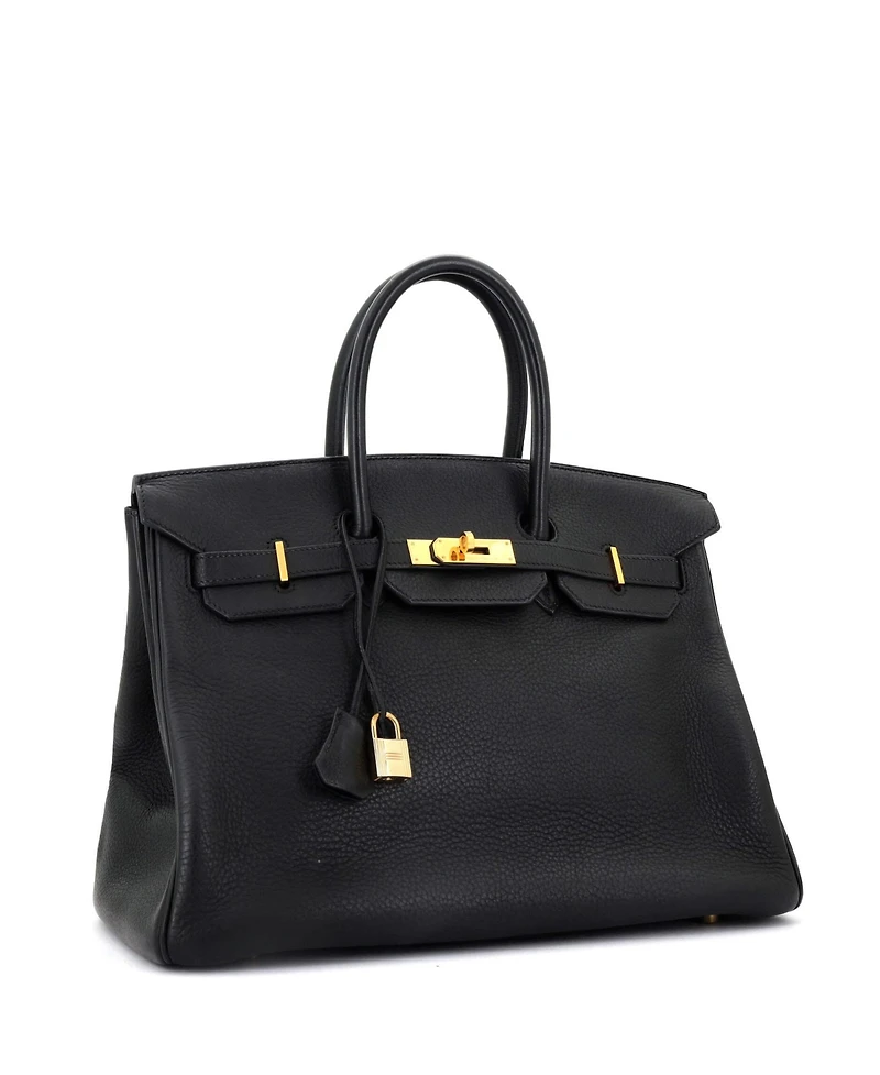 Pre-Owned Hermes Birkin Handbag Clemence with Gold Hardware