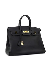 Pre-Owned Hermes Birkin Handbag Clemence with Gold Hardware