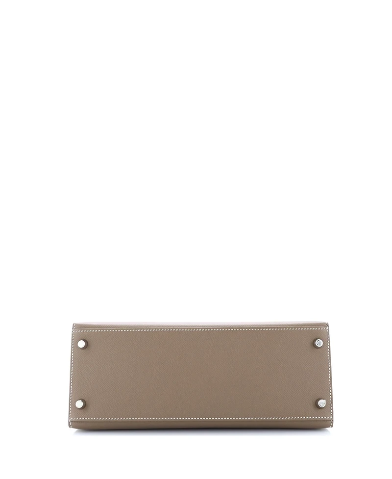 Pre-Owned Hermes Kelly 28 Handbag Grey Epsom with Palladium Hardware