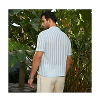 Campus Sutra Men's Baby Blue Duo-Striped Relaxed Polo T-Shirt